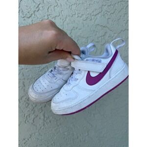 Nike Court White Purple Kids Sneakers Size 9C